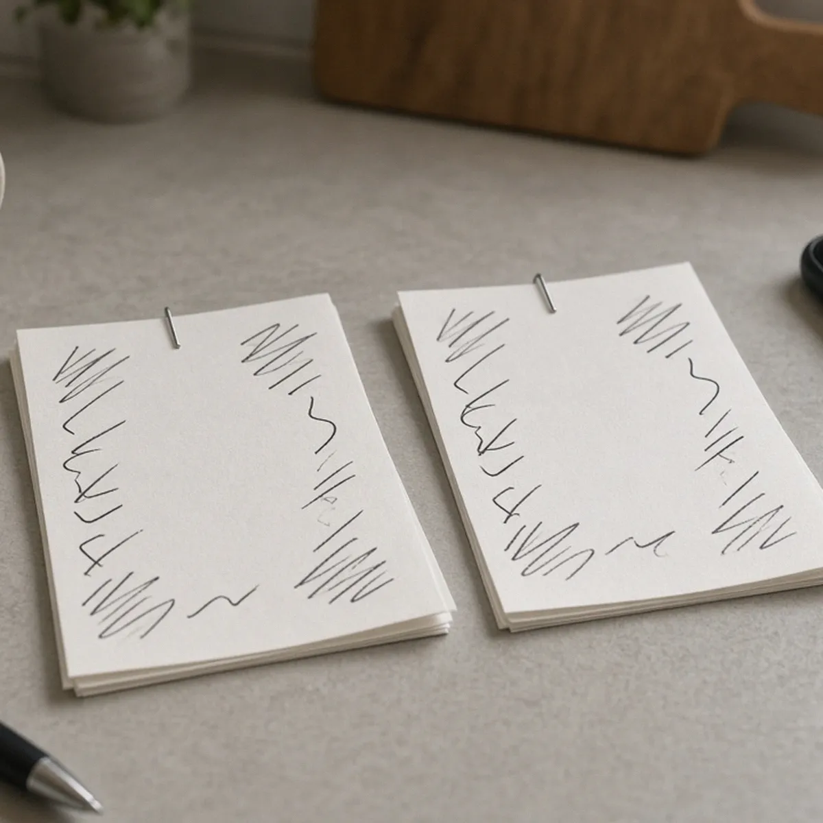 Two paper quotes side by side on a table