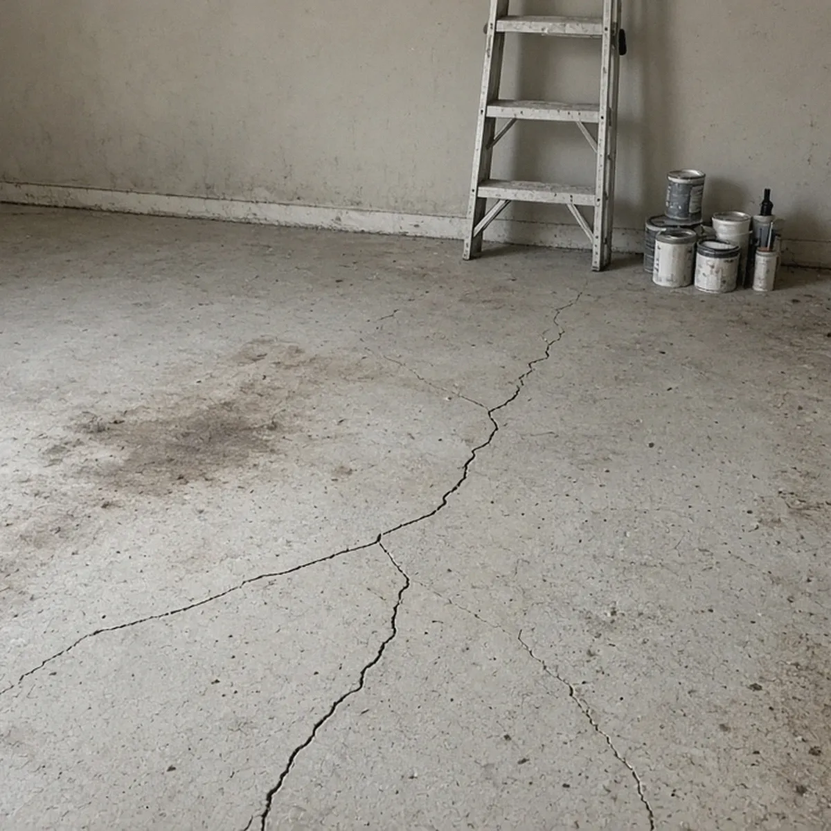 Crack running across a garage slab